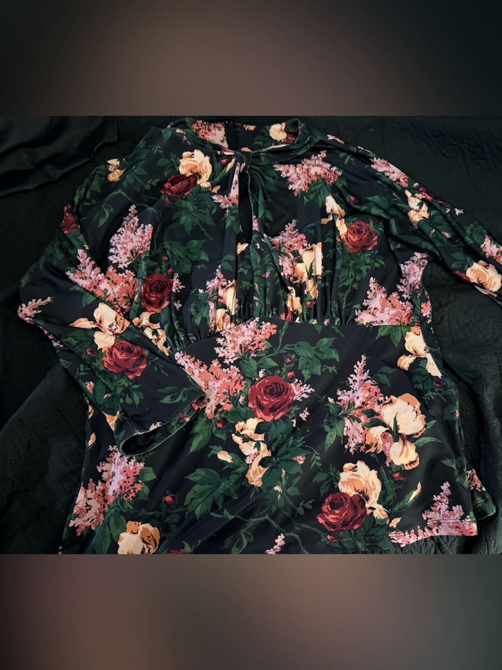 PinupGirl Clothing Dark Bella Roses Keyhole Top